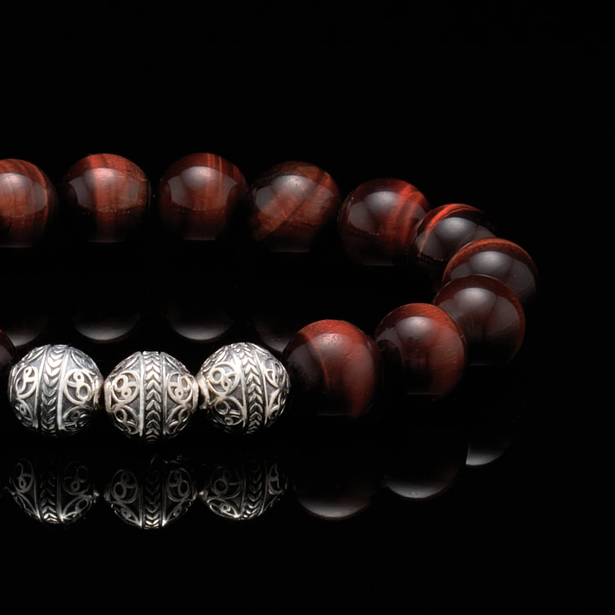 SILVER CLASSIC RED TIGER EYE BRACELET - Image 2
