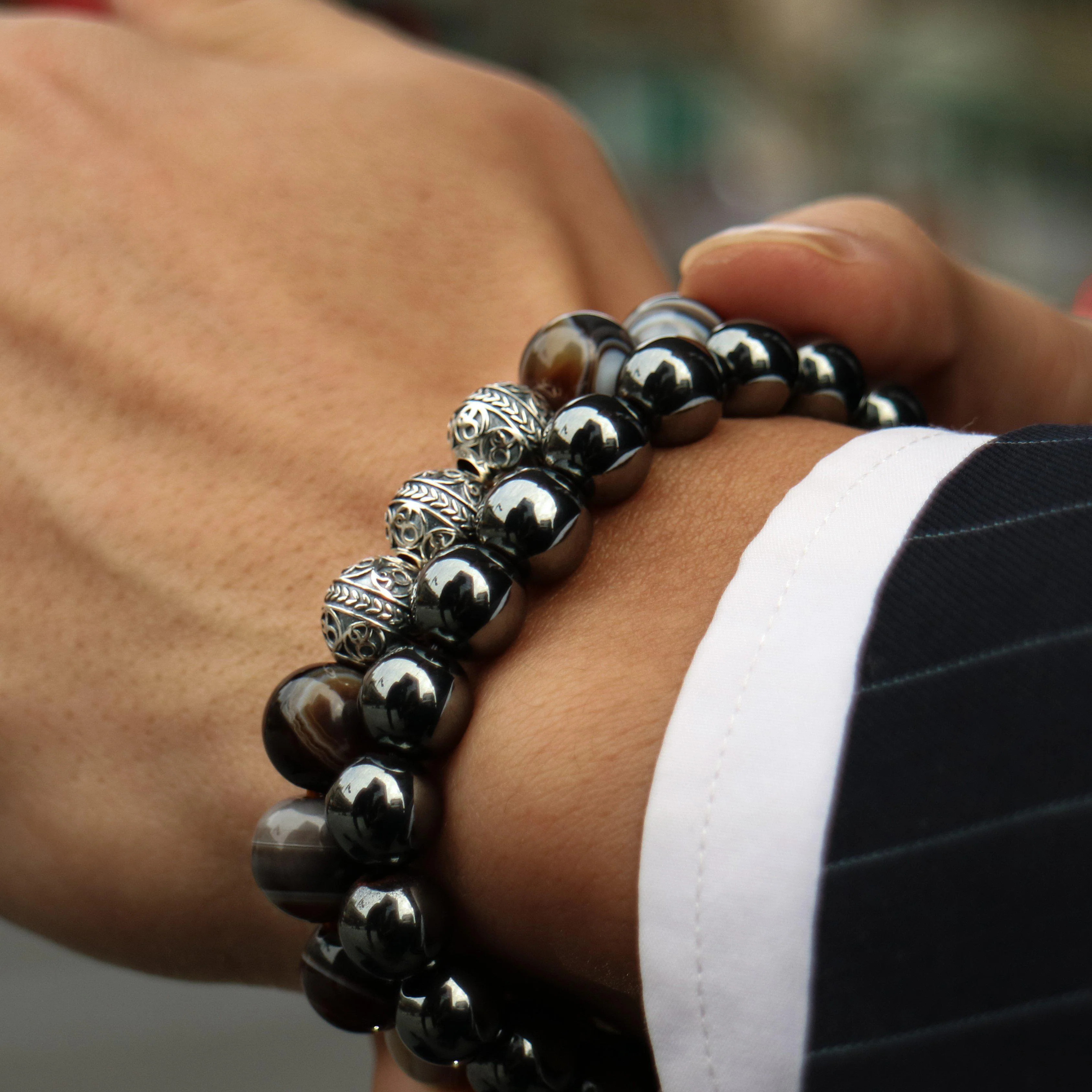 SILVER DRAGORSE BROWN AGATE BRACELET - Image 4