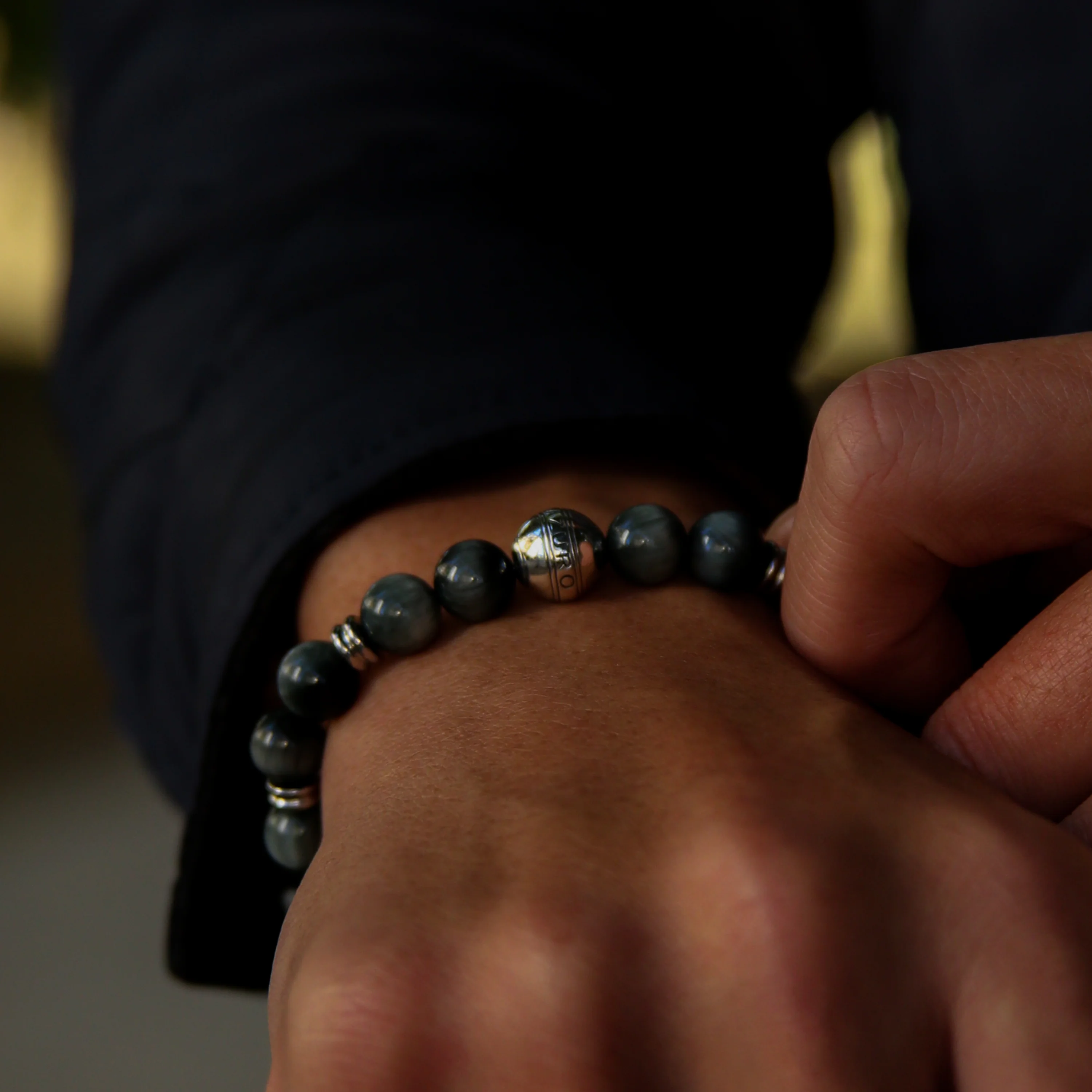 Silver Hawk Eye Chakra Bracelet - Image 3