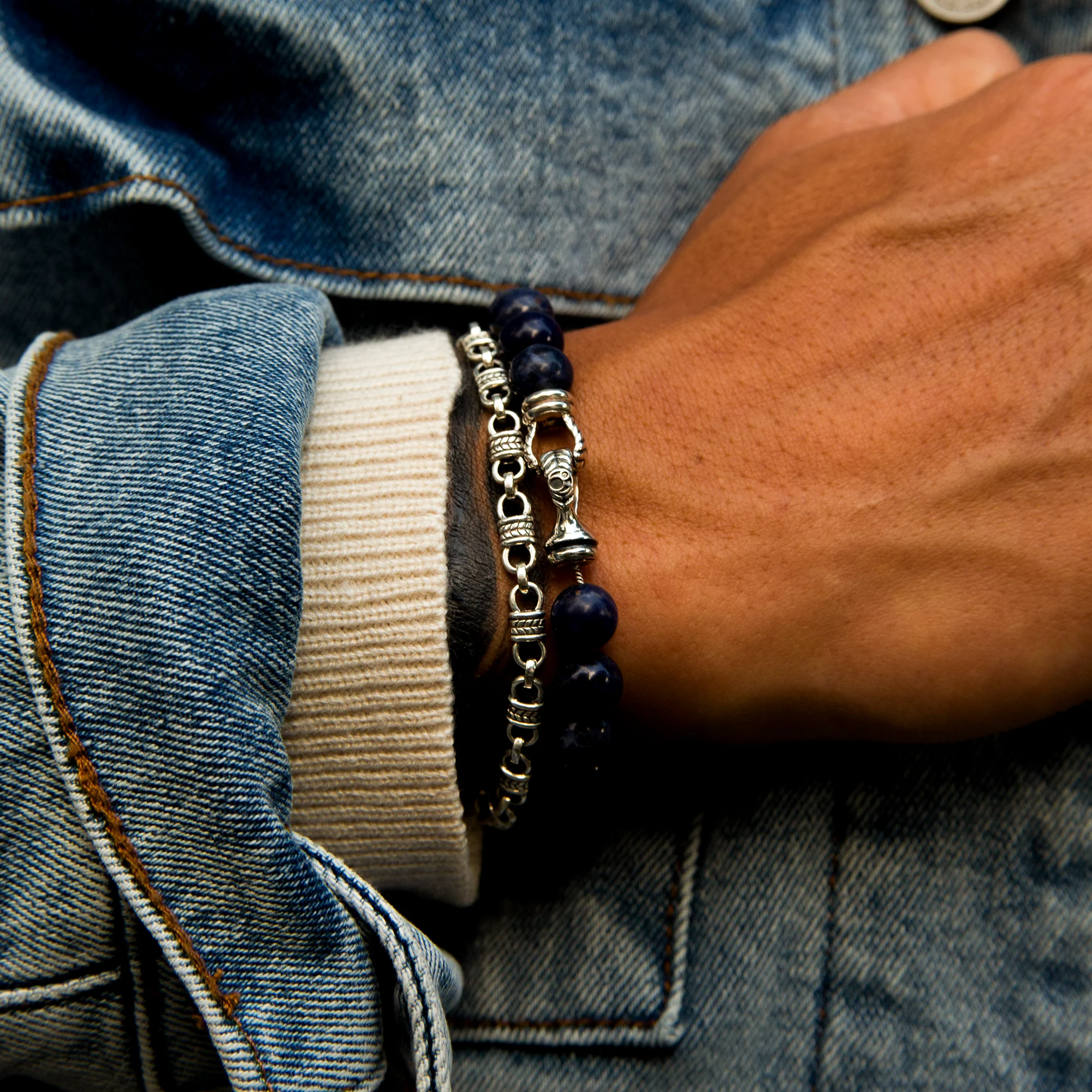 Silver Laurel Cuff Chain Bracelet - Image 6