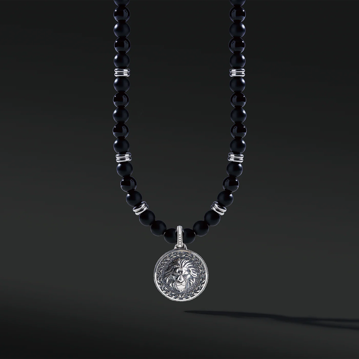 Silver Obsidian Beaded Necklace with Pendant - Image 8