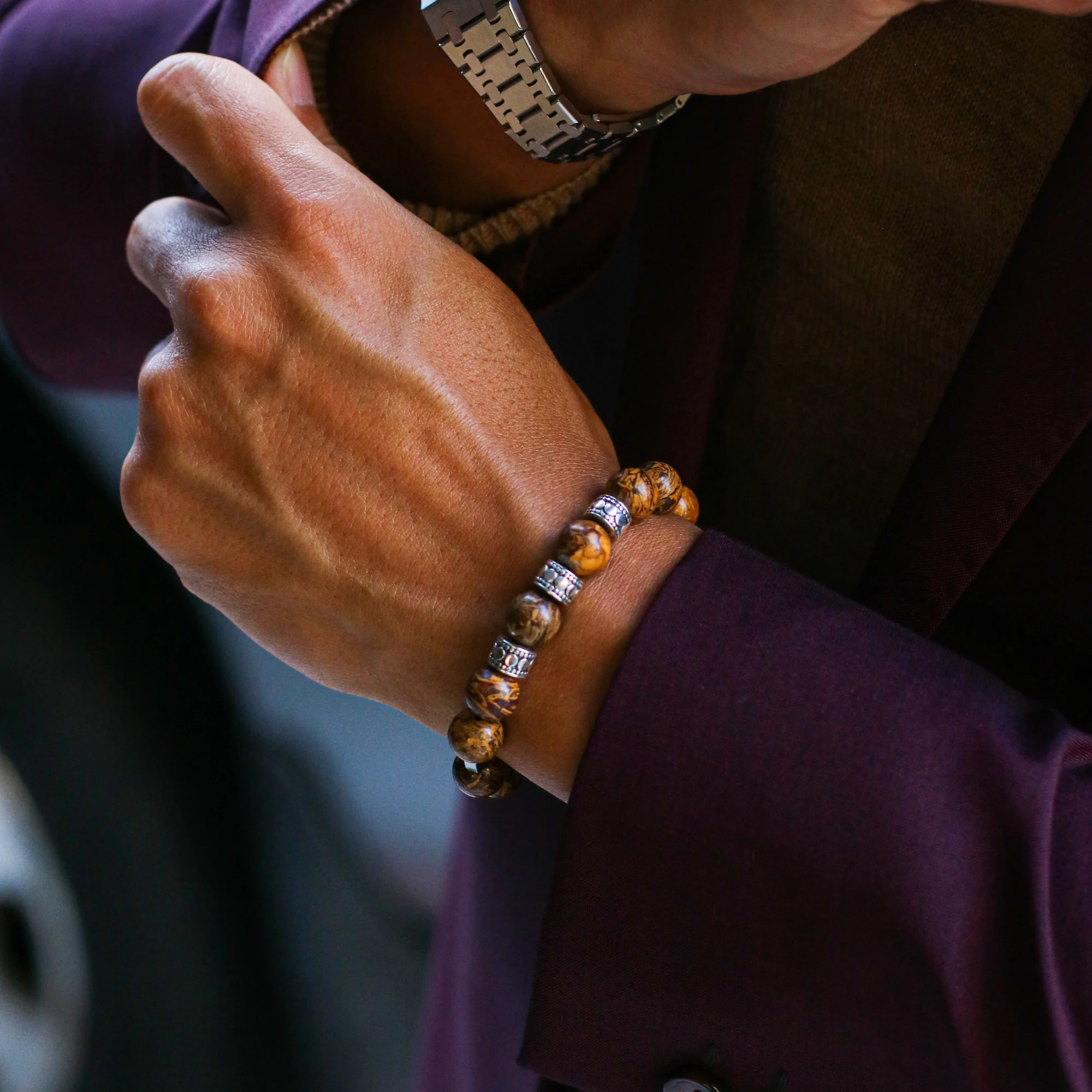 Silver Spacer Sacral Chakra Bracelet - Image 4