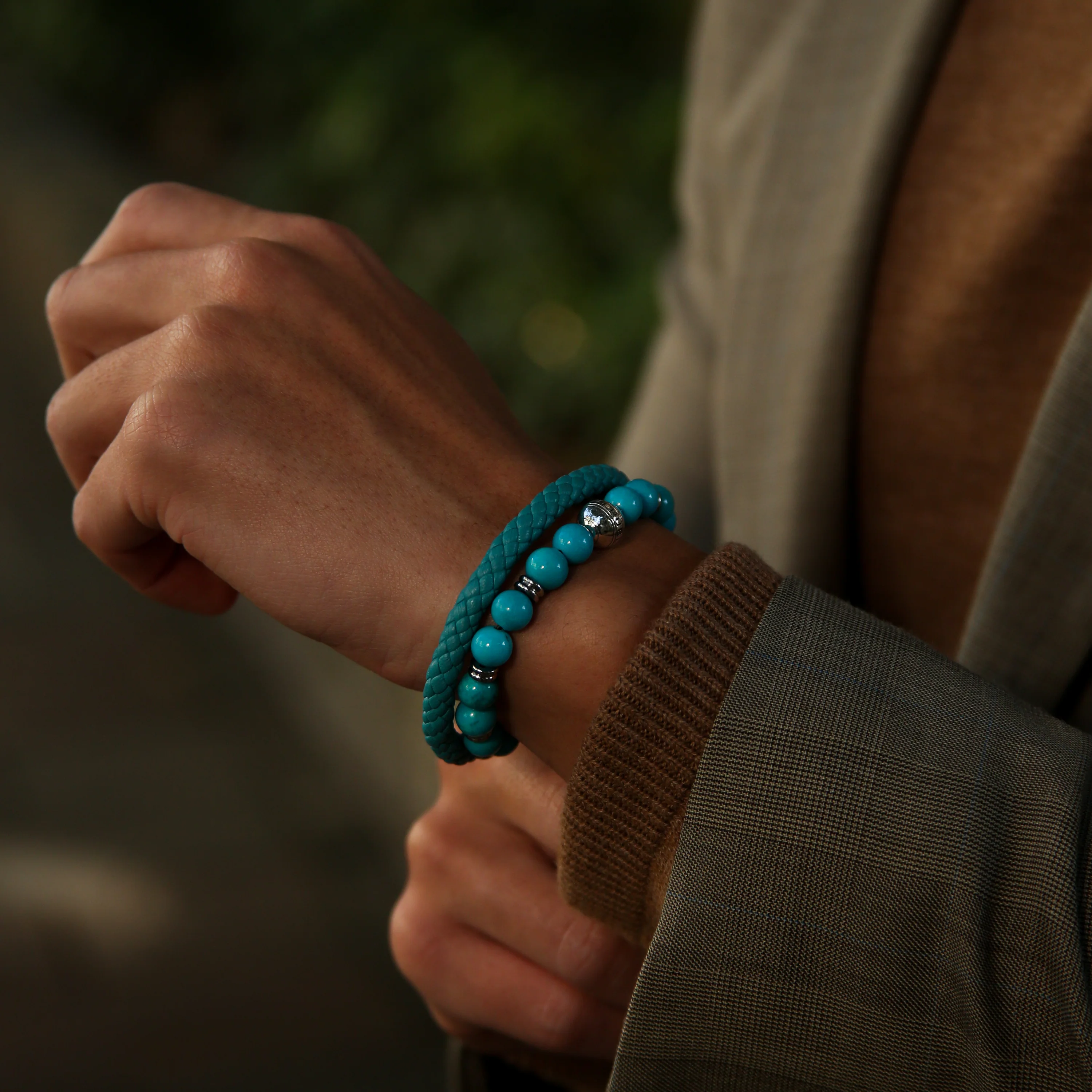 Silver Turquoise Chakra Bracelet - Image 2