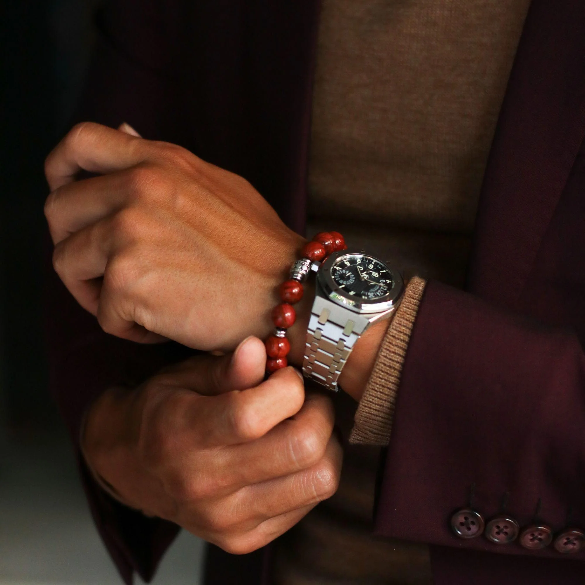 Stainless Steel Spacer Root Chakra Bracelet - Image 5