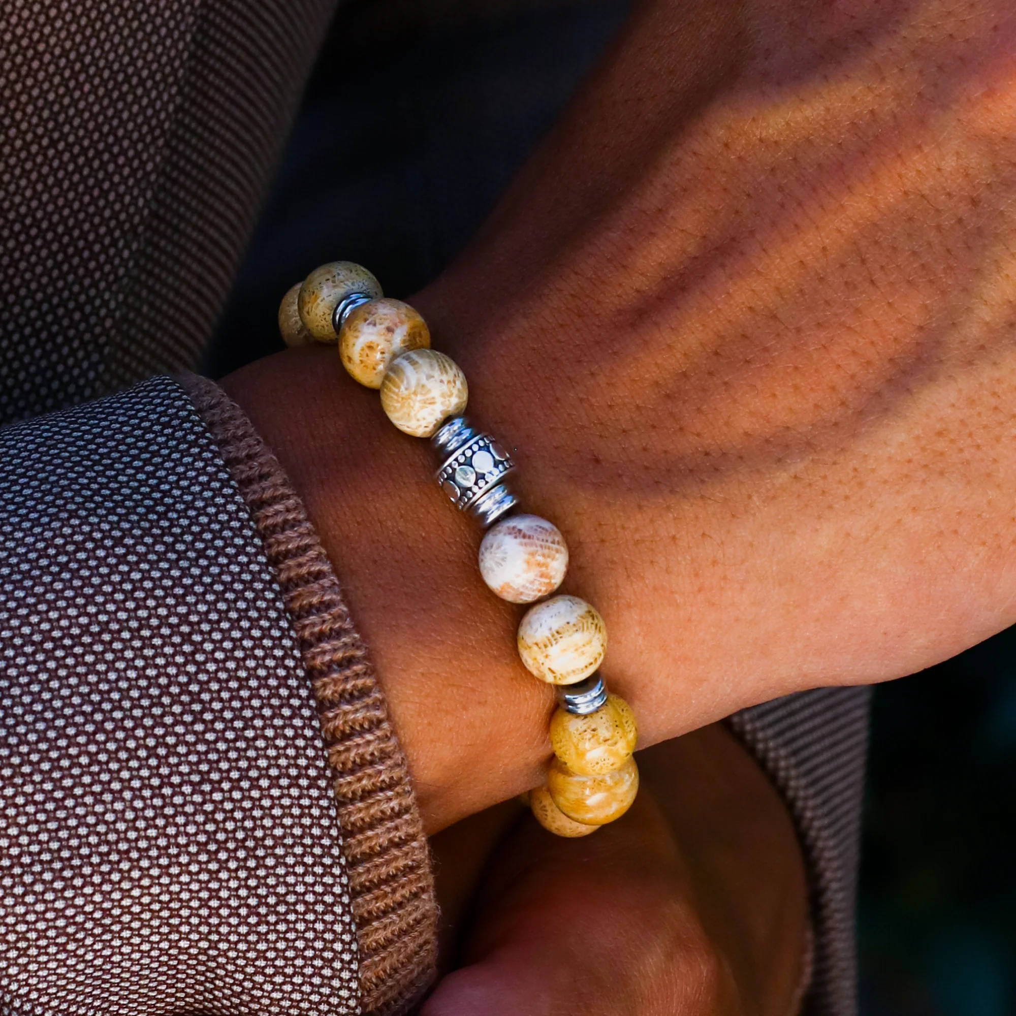 Stainless Steel Spacer Solar Plexus Chakra Bracelet - Image 3