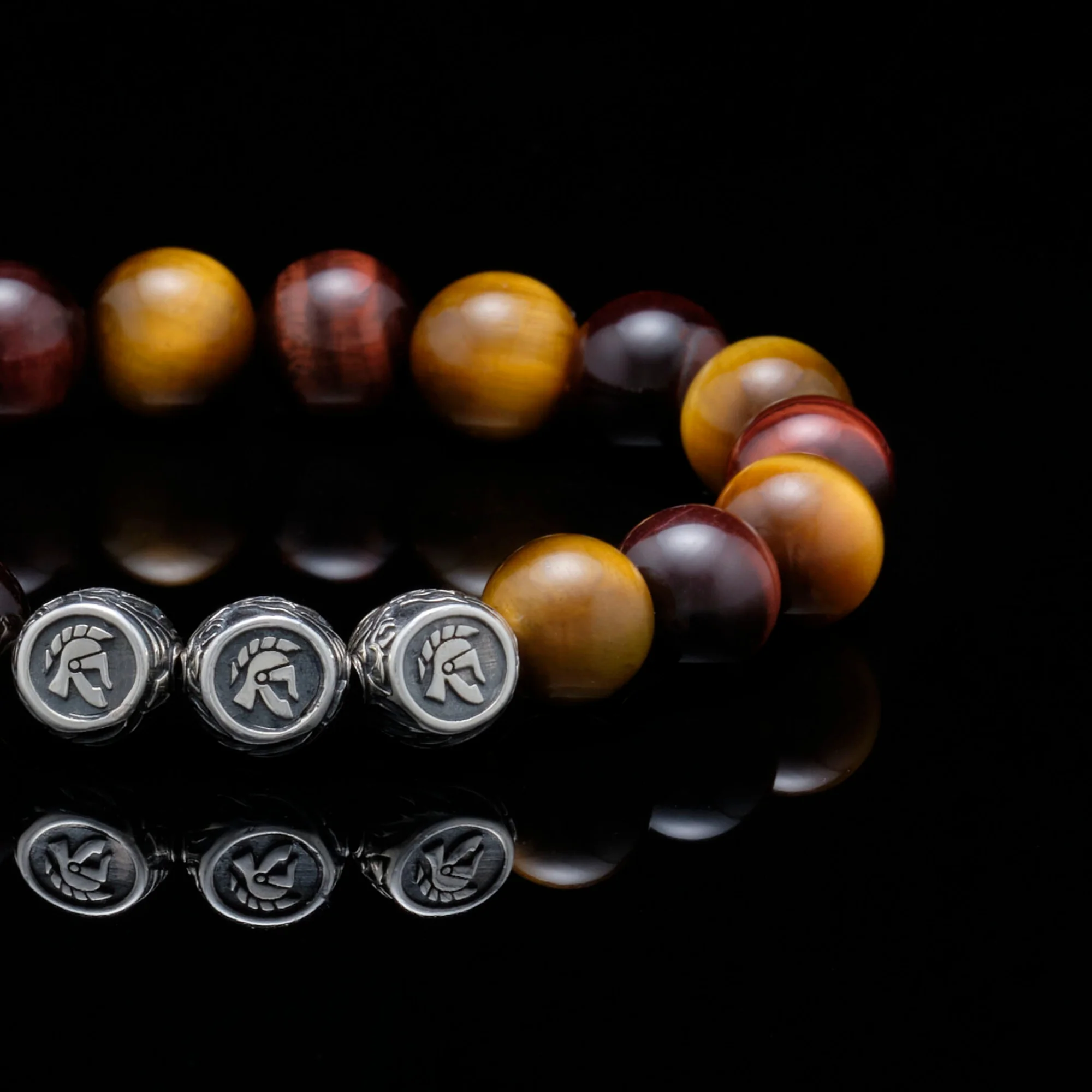 The Huntsman | Silver Dragrose Tiger Eye Beaded Bracelet - Image 2