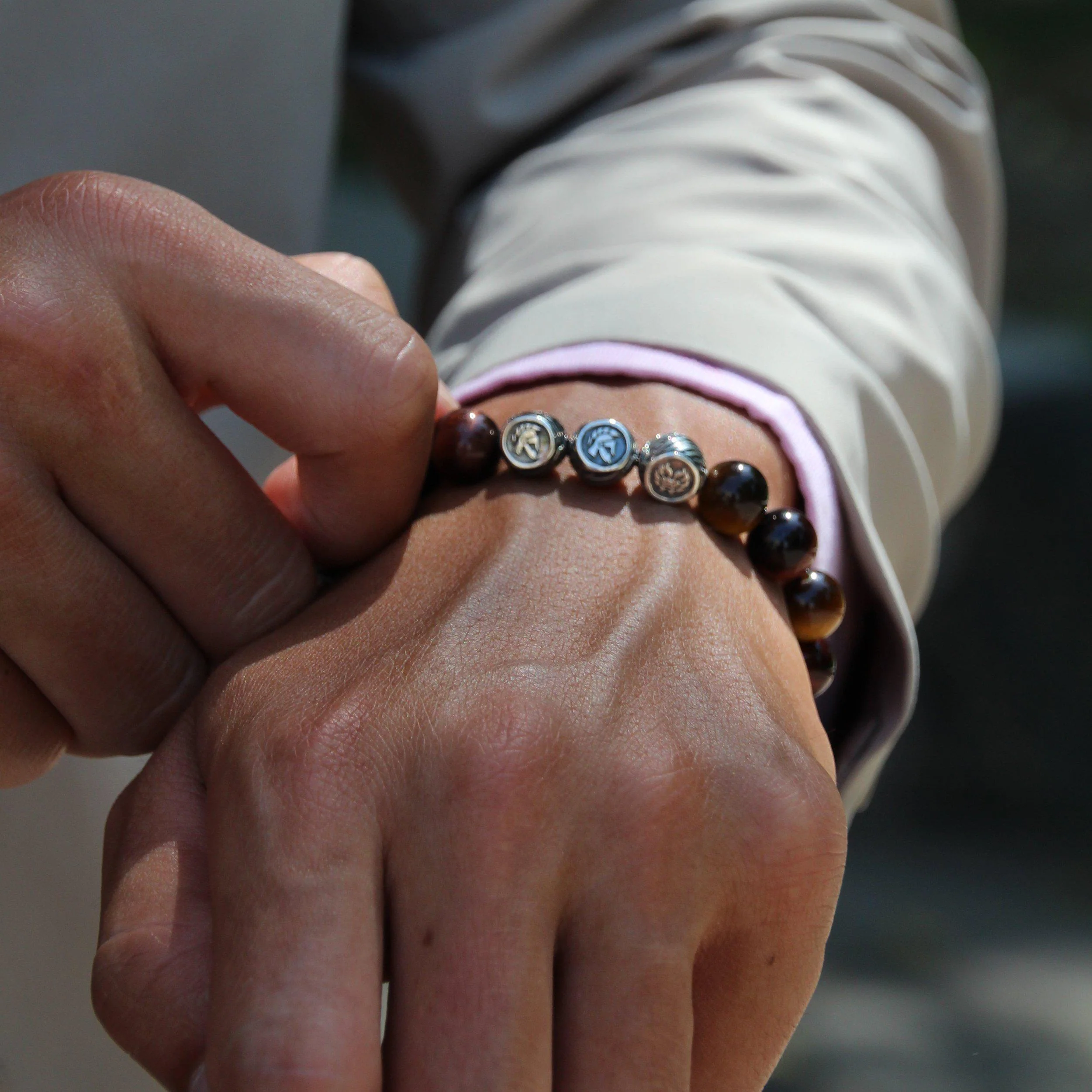 The Huntsman | Silver Dragrose Tiger Eye Beaded Bracelet - Image 4