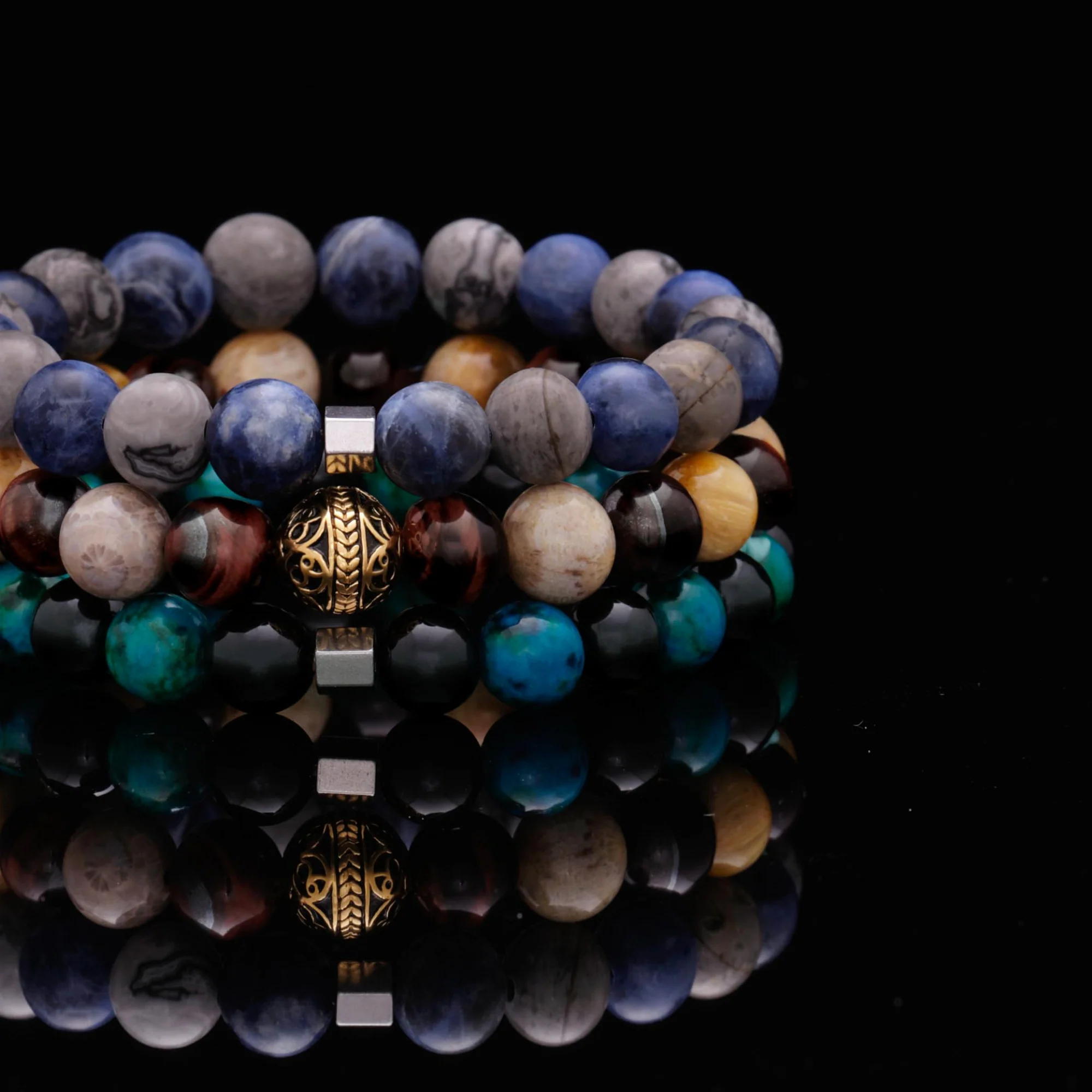 The Odin | Mens Stainless Steel Bracelets with Tiger Eye Turquoise Stone - Image 2