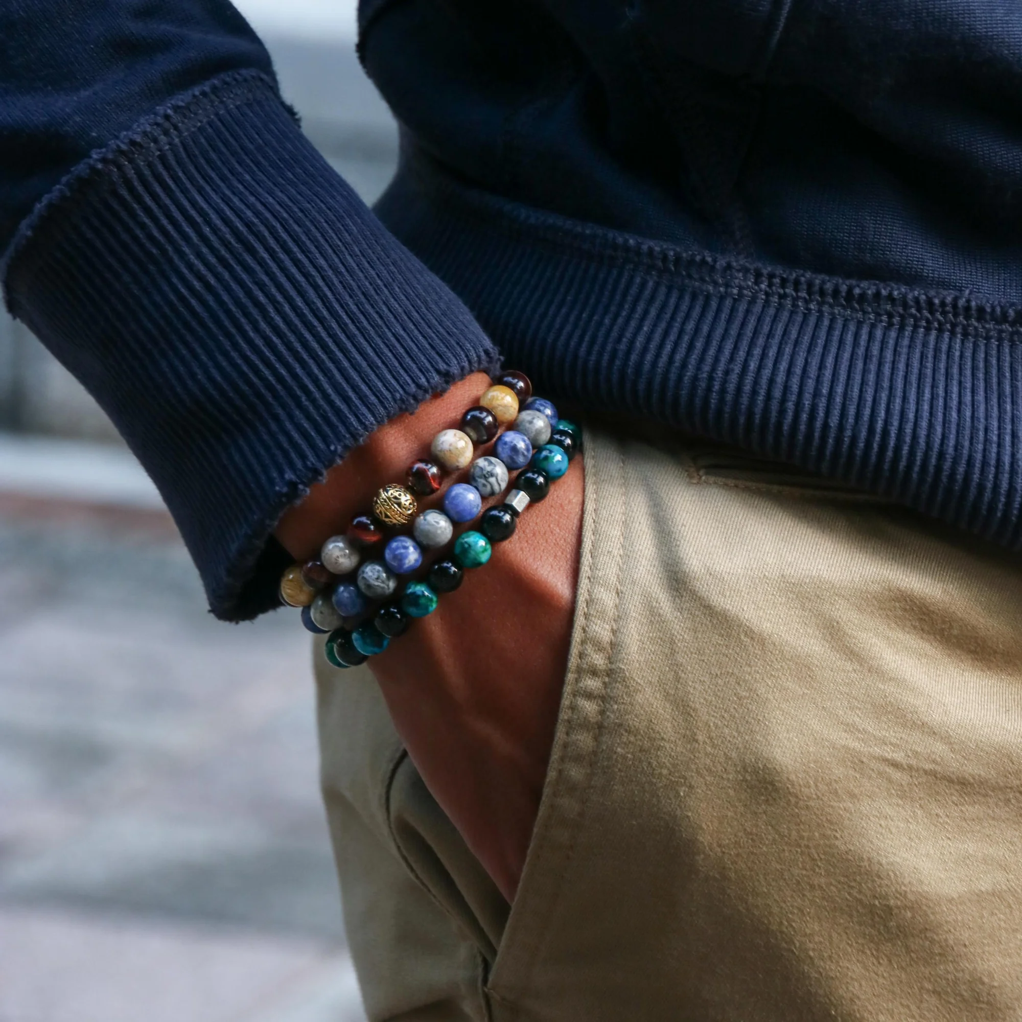 The Odin | Mens Stainless Steel Bracelets with Tiger Eye Turquoise Stone - Image 3