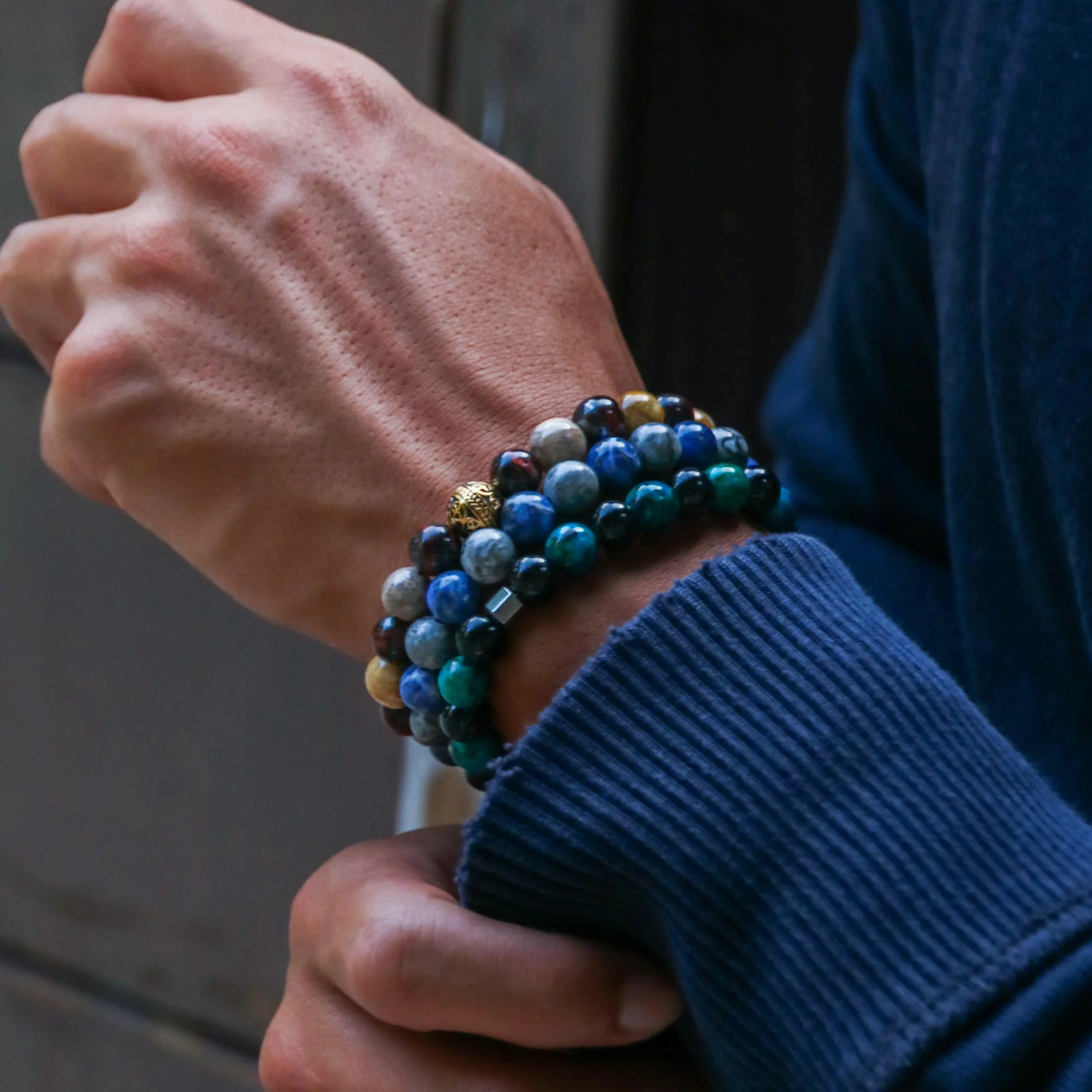 The Odin | Mens Stainless Steel Bracelets with Tiger Eye Turquoise Stone - Image 4
