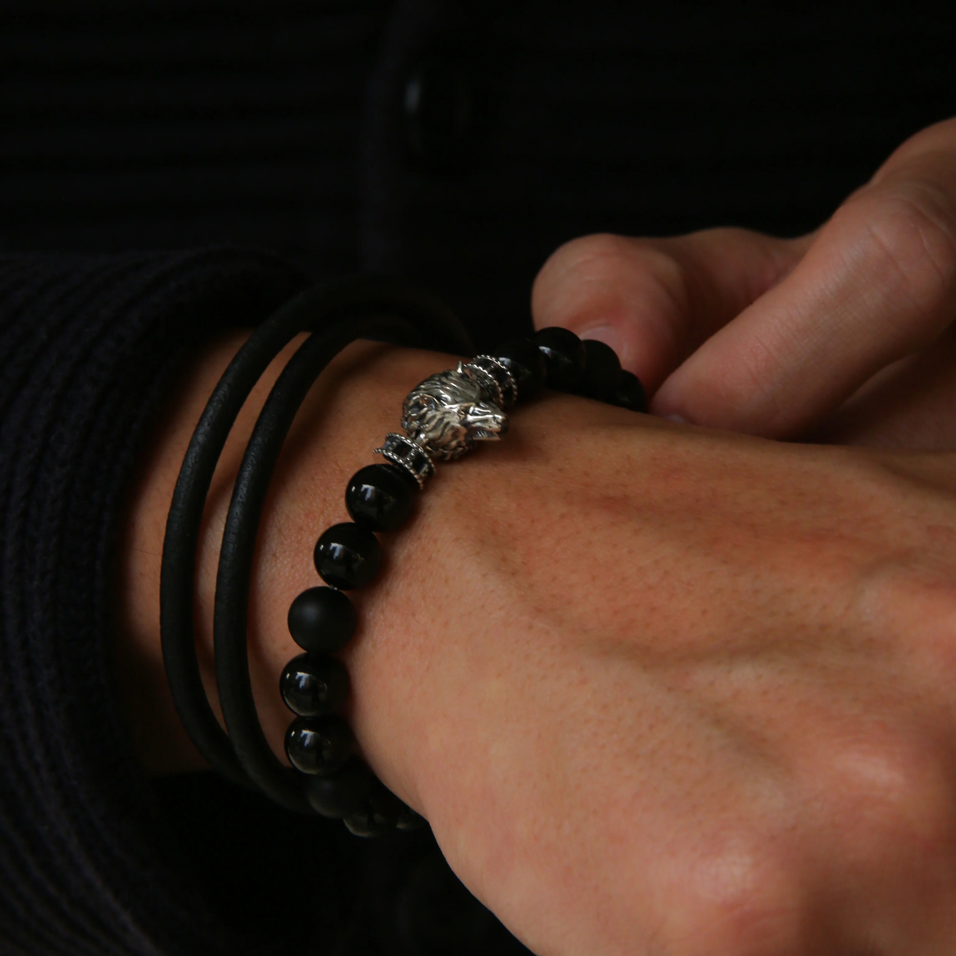 The Shadow Wolf  | Obsidian Wolf Bracelet - Image 2