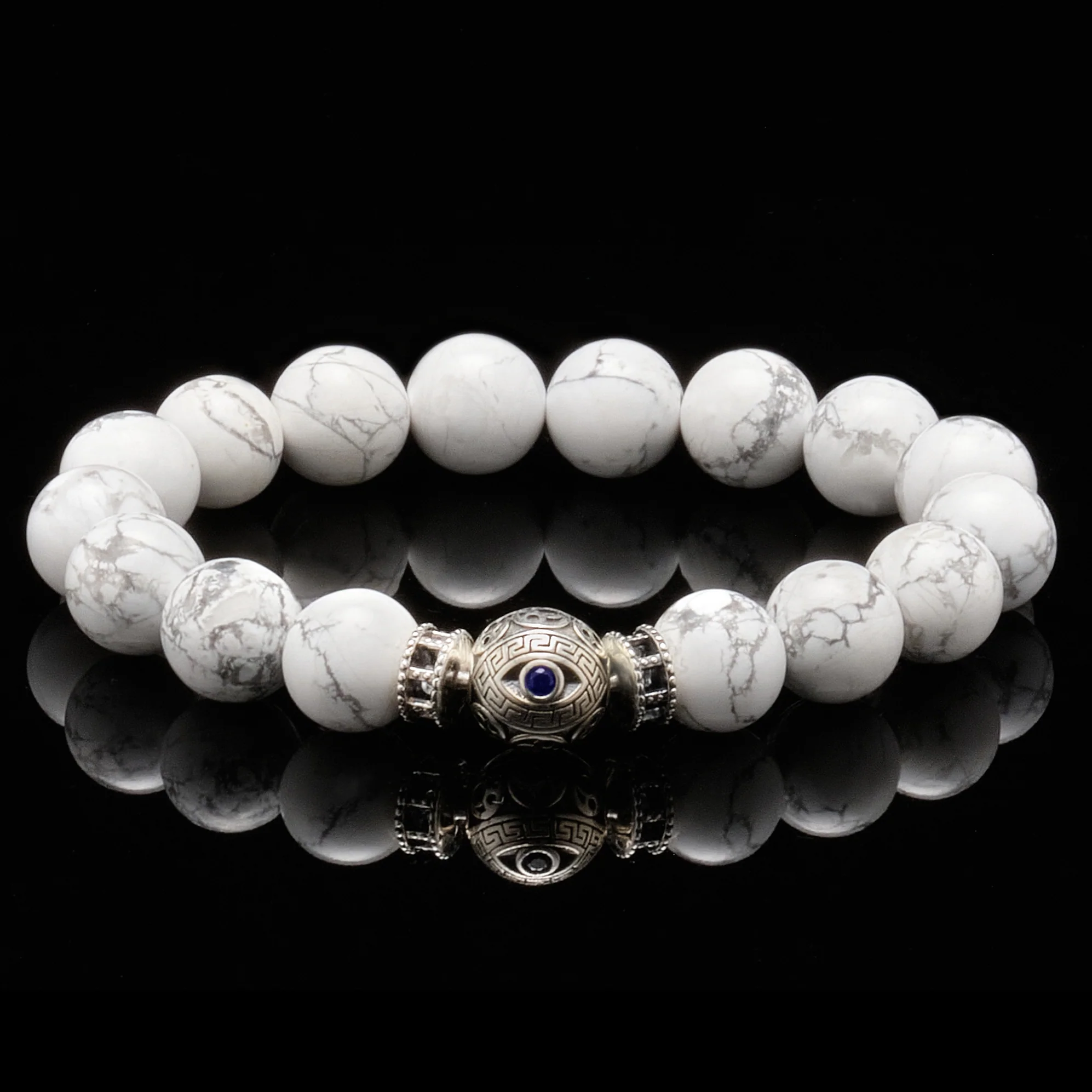 The Silver Blue Evil Eye Howlite Bracelet - Image 2