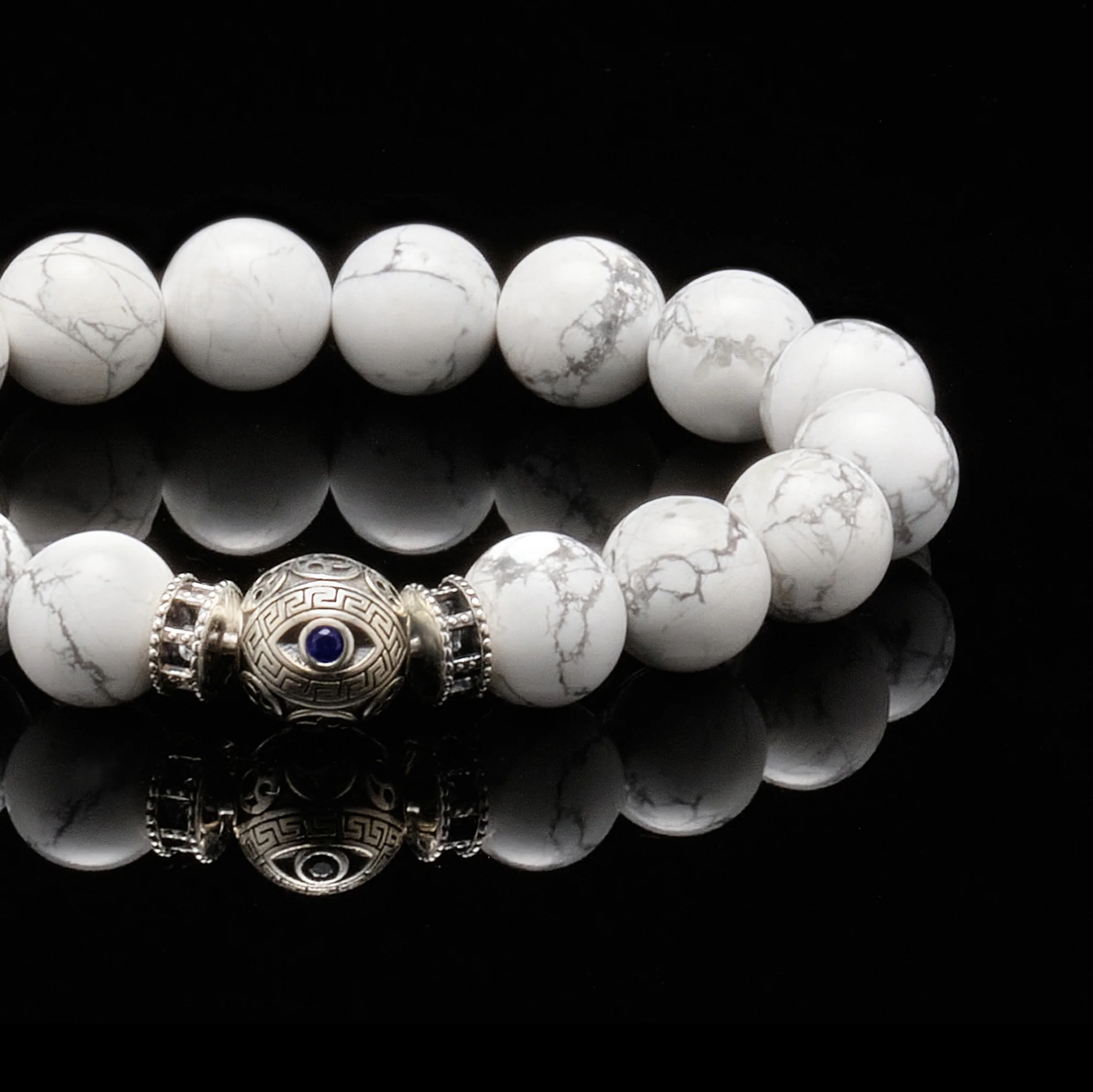 The Silver Blue Evil Eye Howlite Bracelet - Image 3