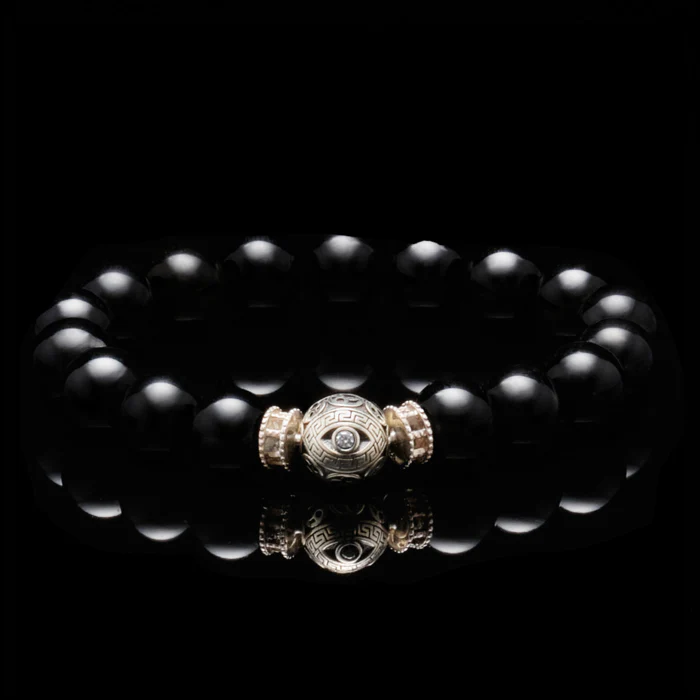 The Silver Black Evil Eye Obsidian Bracelet - Image 2