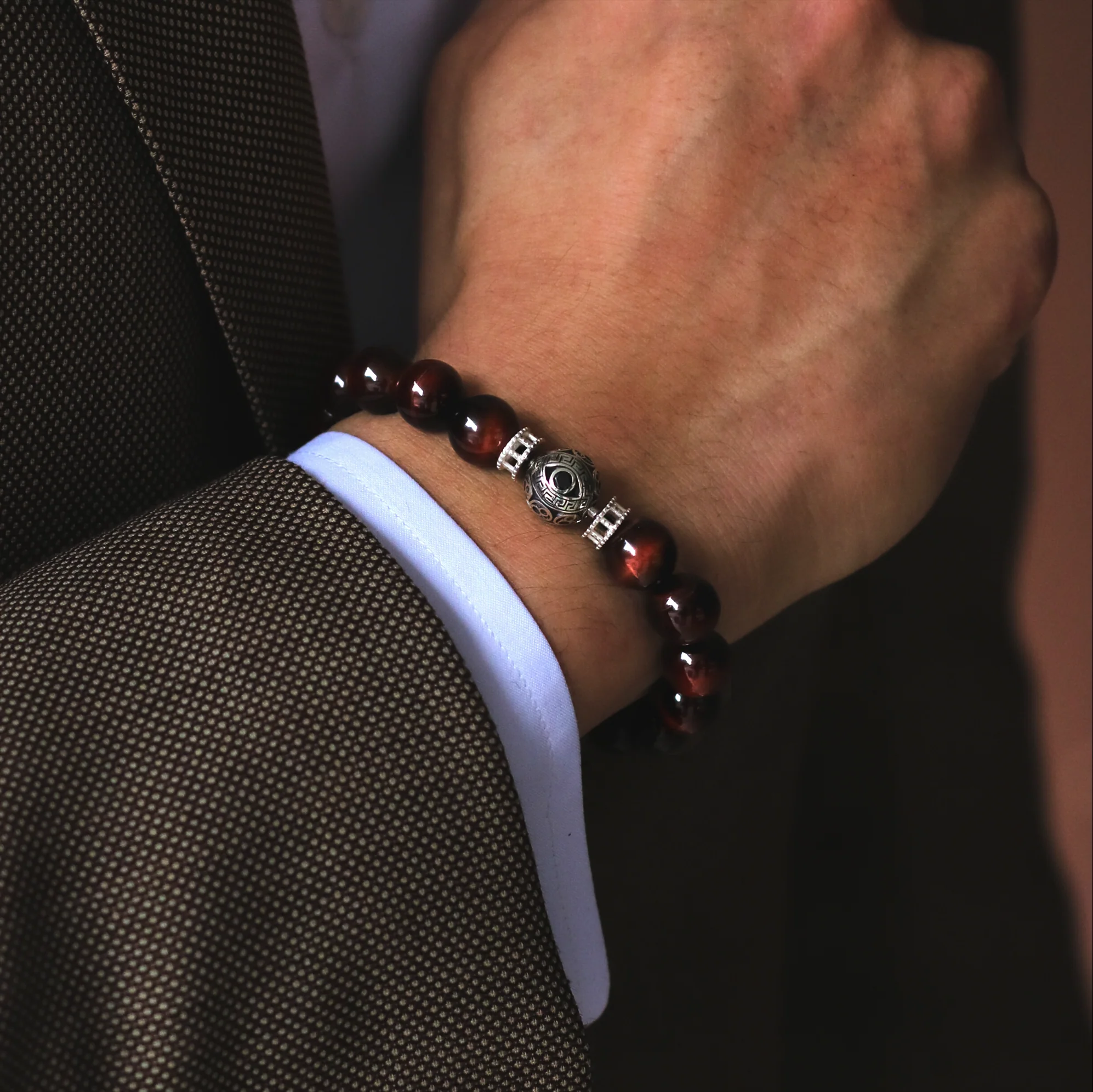 The Silver Black evil eye Red Tiger eye bracelet - Image 4