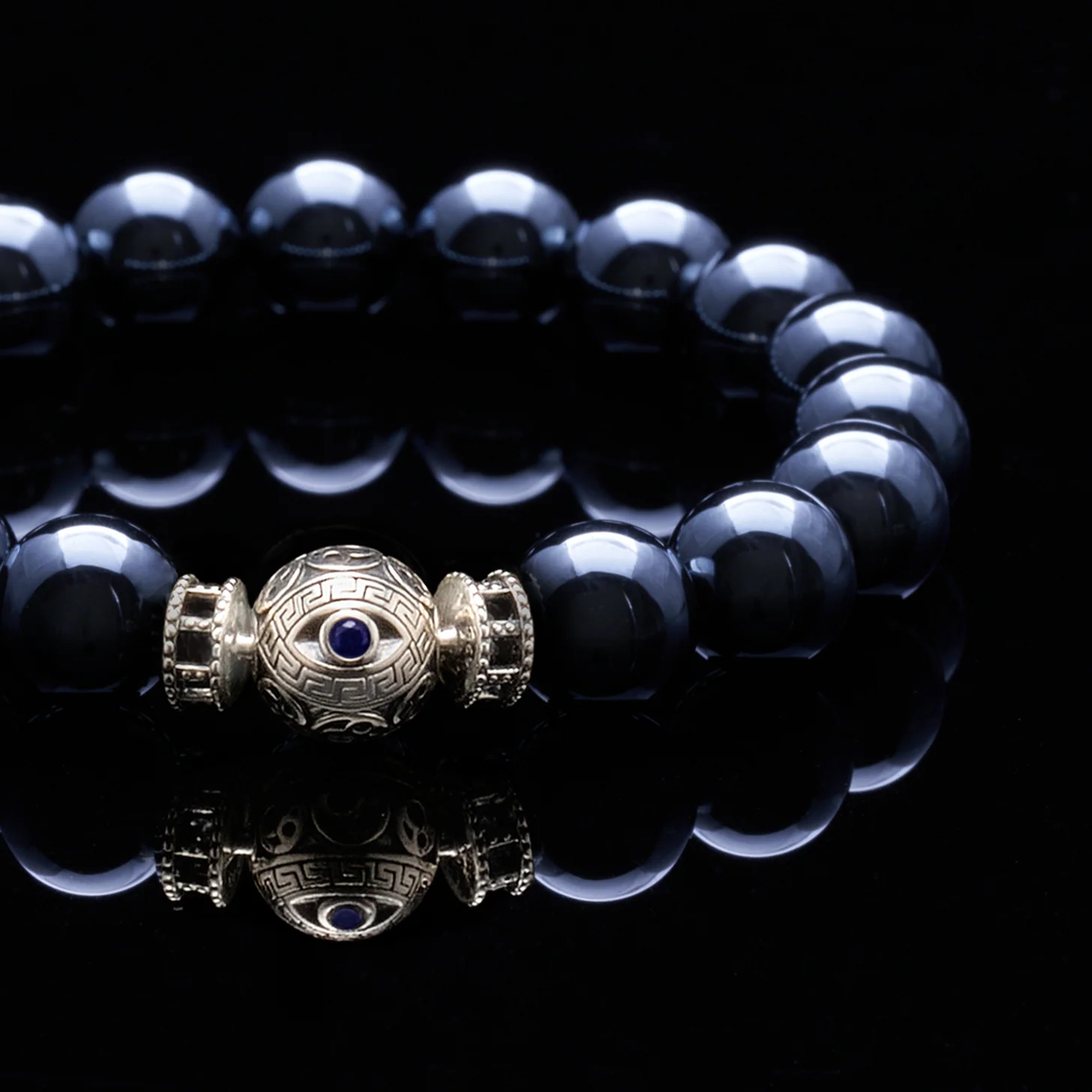 The Silver Blue Evil Eye Hematite Bracelet - Image 3