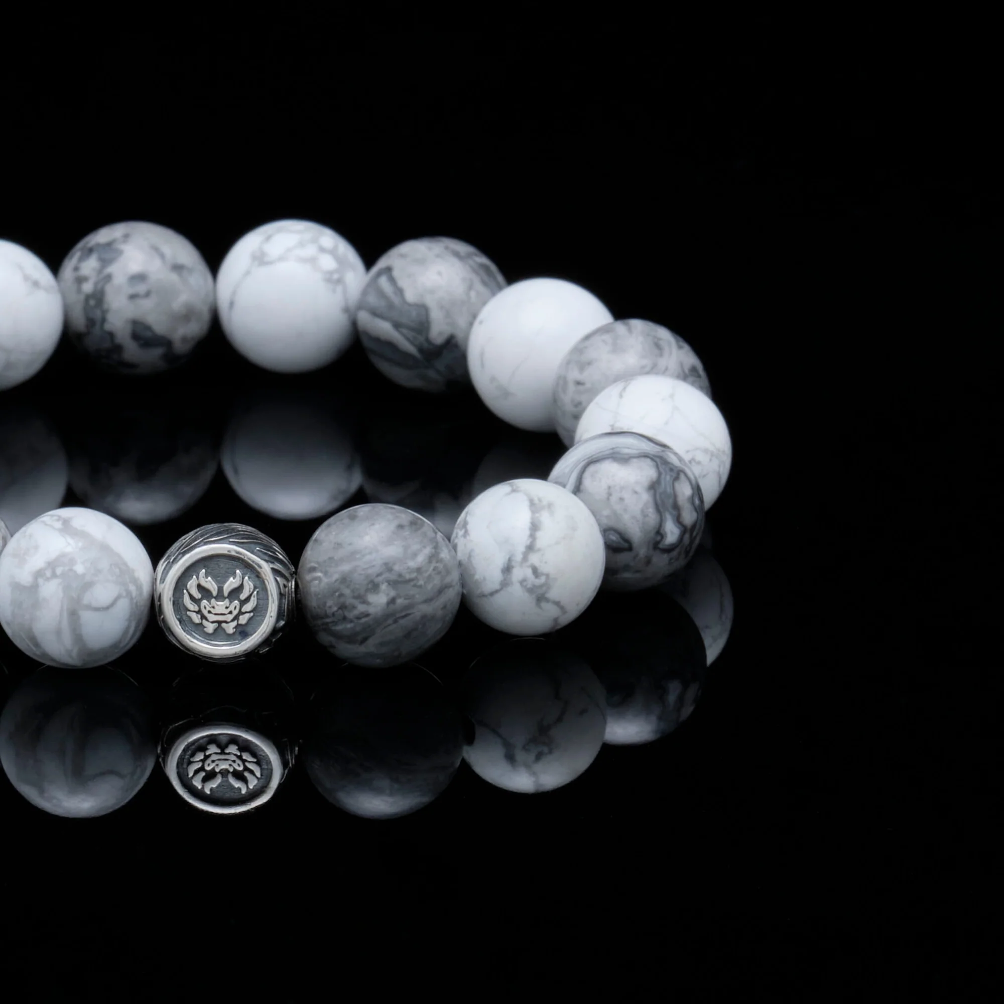 The Vault Hunter | Silver Dragrose Picasso Jasper Howlite Beaded Bracelet - Image 2