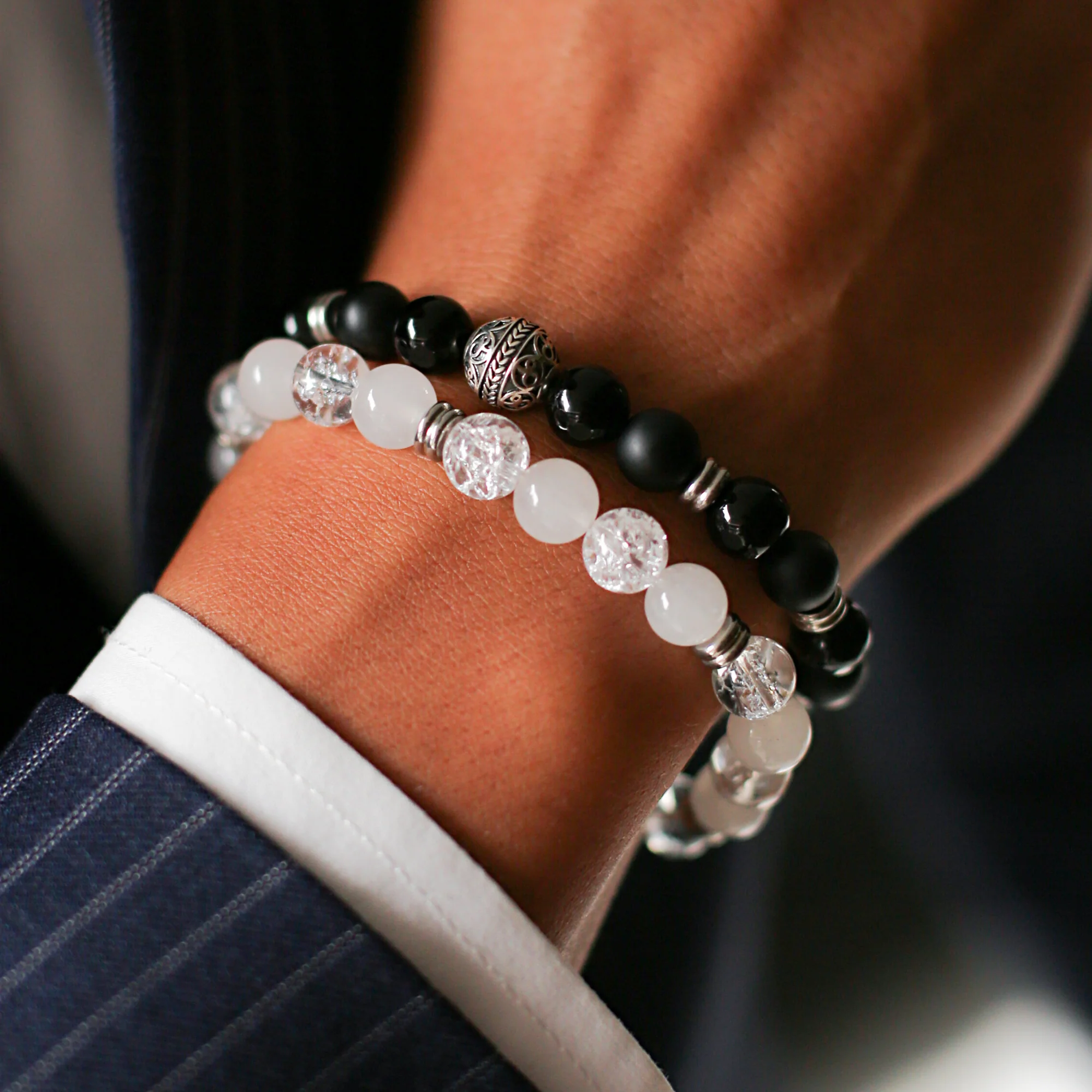 Yin and Yang | Men Stack Beaded Bracelets | Men Beaded Bracelet - Image 2