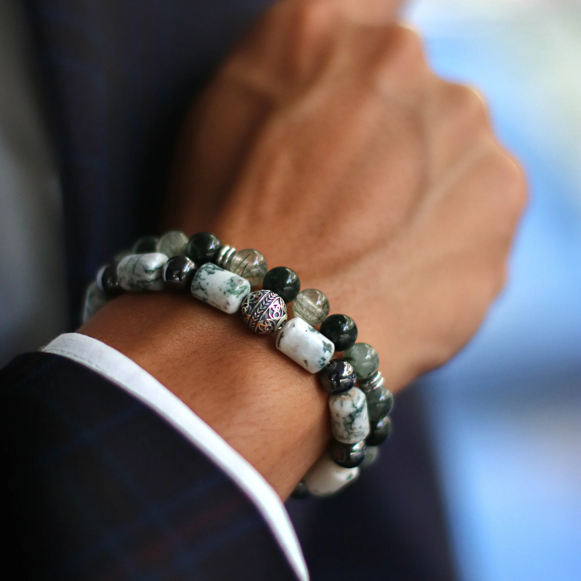 Salad | Men Stack Beaded Bracelets | Men Beaded Bracelet - Image 3
