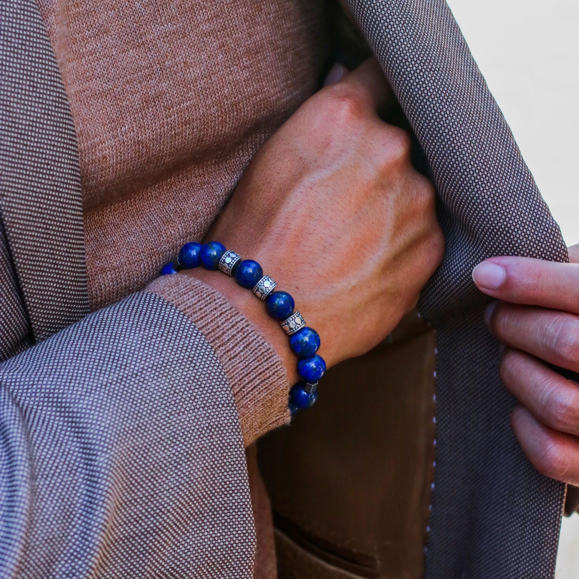 Silver Spacer Throat Chakra Bracelet - Image 3