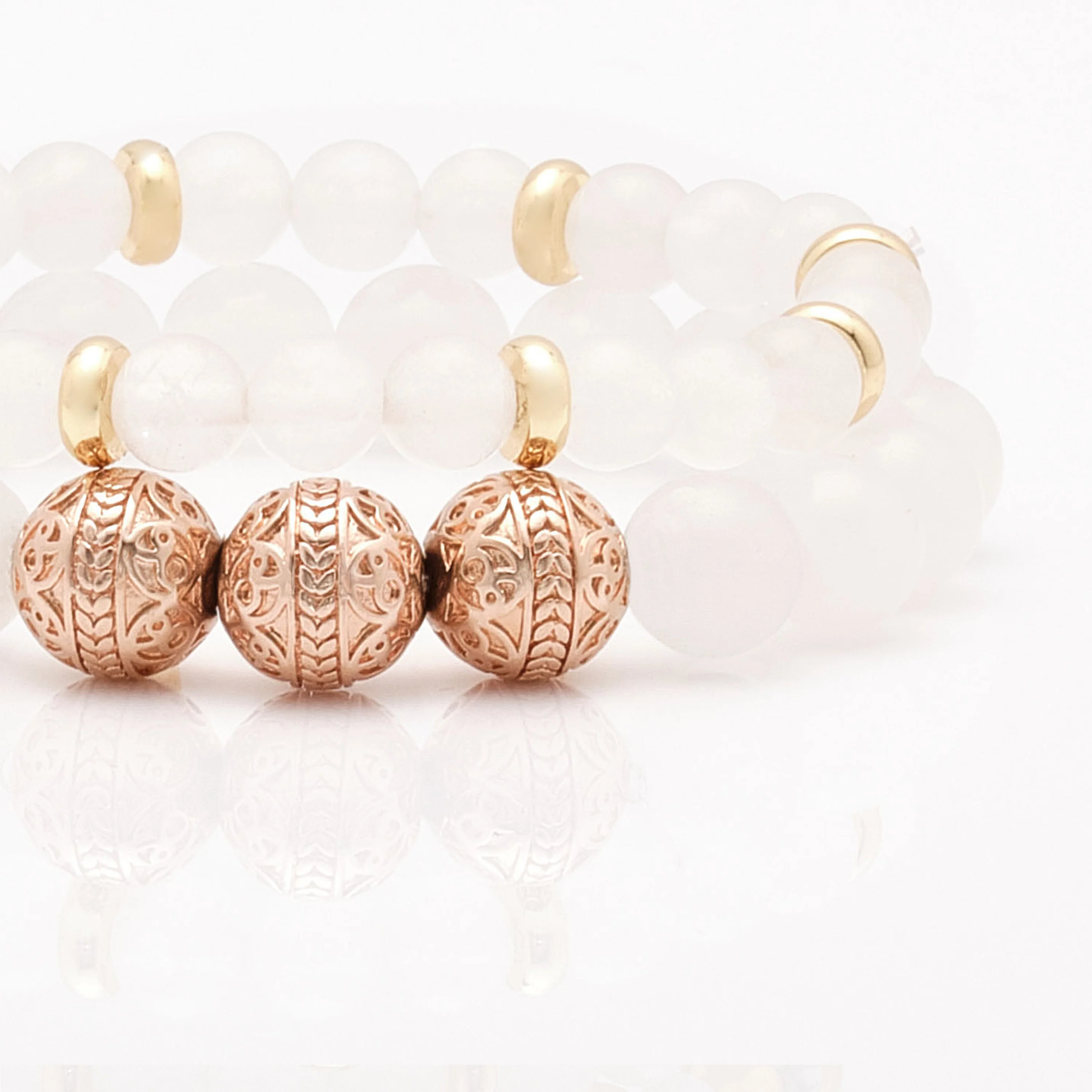 White Jade Rose Gold Bracelet with White Jade Bracelet - Image 5